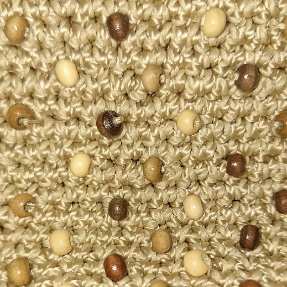 The Sak Woven Bohemian Hobo Bag-Faux Leather-Wooden Beaded-Tan/Brown-Medium - Picture 6 of 8